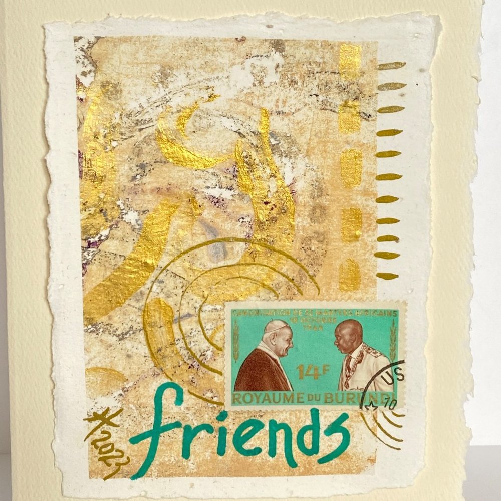 Collage Art Handmade Original Greeting Card and Envelope Suitable for Framing